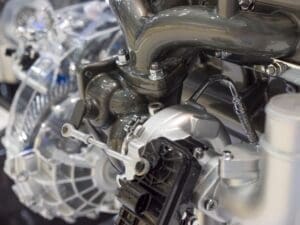 Close up detail of tuned car engine