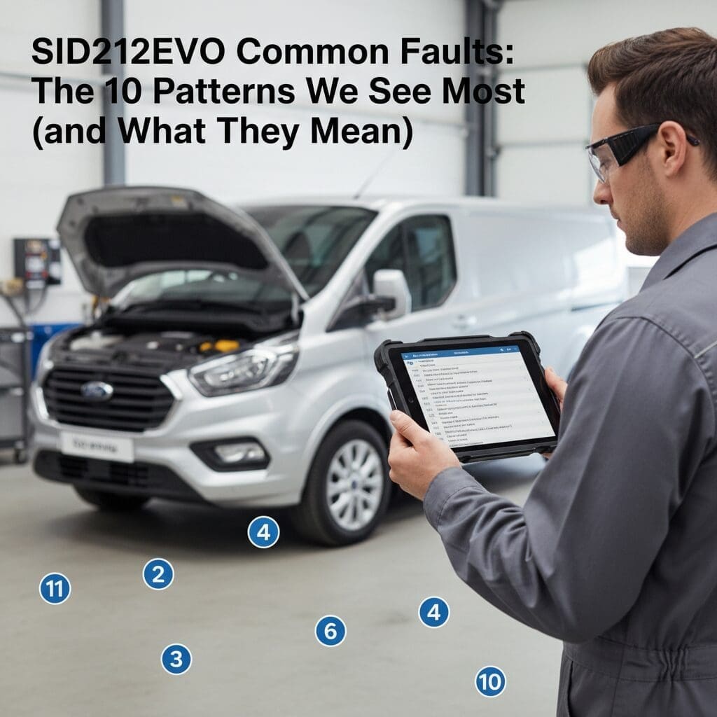 Ford EcoBlue van diagnostics scene representing SID212EVO common faults guide