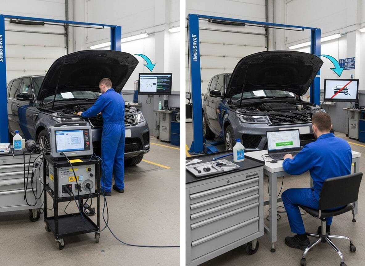 AdBlue warning dashboard — before and after Pro Remapping delete service